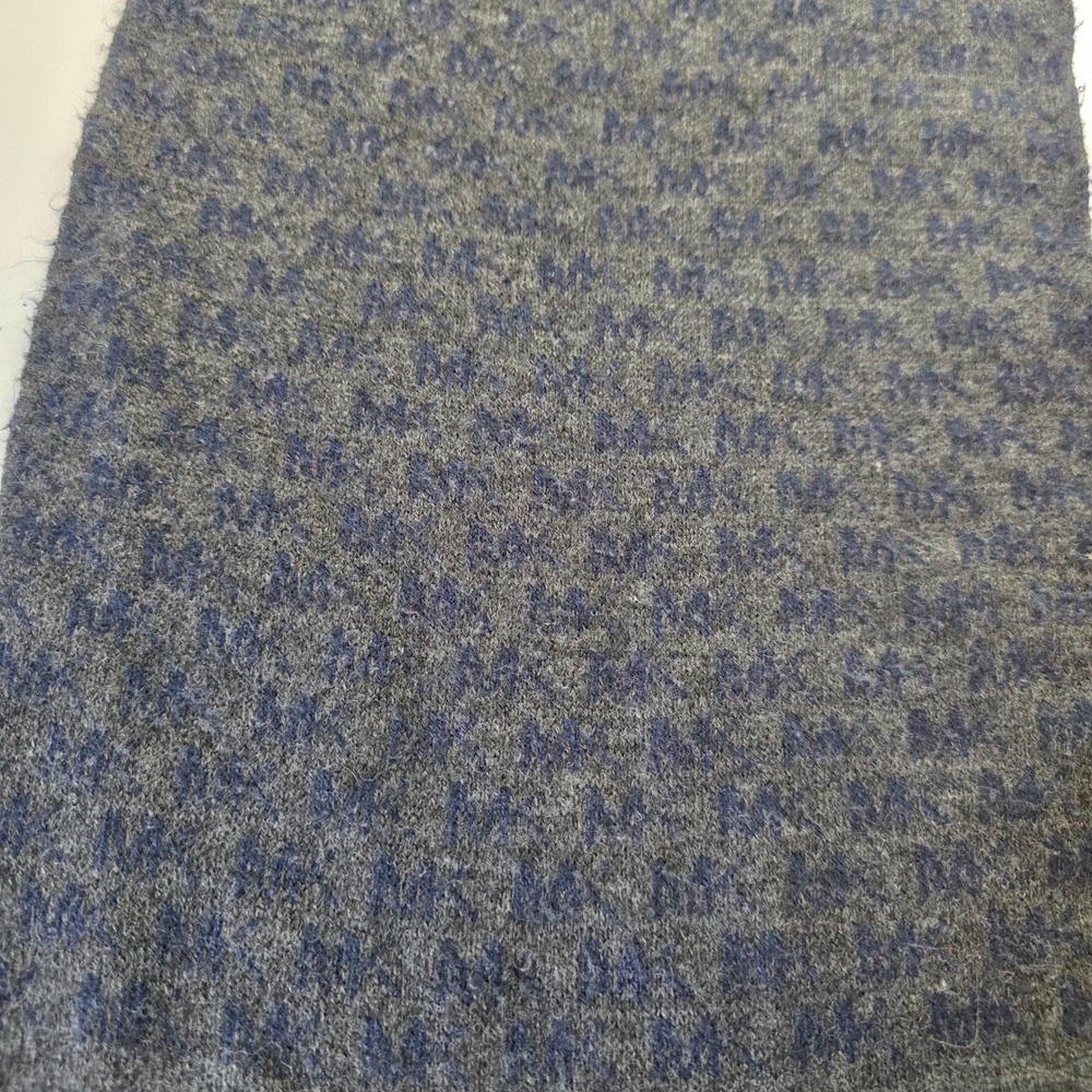 Michael Michael Kors Scarf Gray Navy Blue MK Logo Monogram Knit Winter Wrap